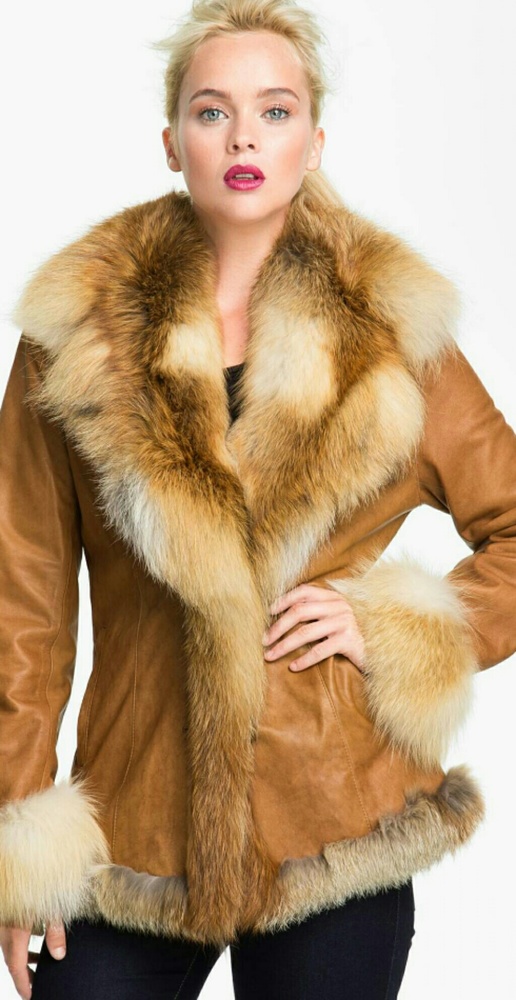 Chosen Fox Fur Lambskin Leather Jacket Coat